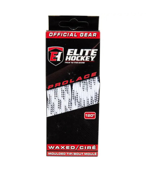 Lacet Elite Hockey Pro-X7 Ciré Blanc/Noir, 120''