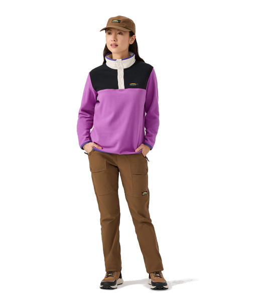 Chandail Chlorophylle Nilas Polaire Snap Femme, Mauve Profond/Noir Pur