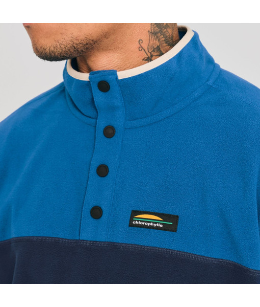 Chandail Chlorophylle Nilas Polaire Snap Homme, Bleu Marine / Quartz Bleu