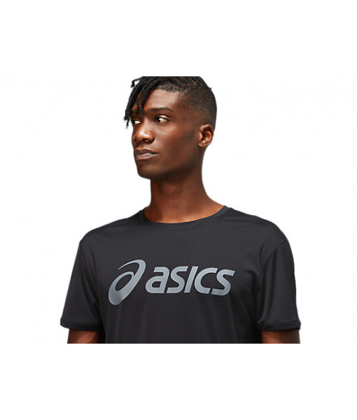 T-shirt Asics Silver Logo Homme, Noir/Carrier Grey