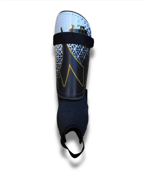 Protège-Tibias Diadora Ascoli II Coque Solide, Noir/Blanc/Or