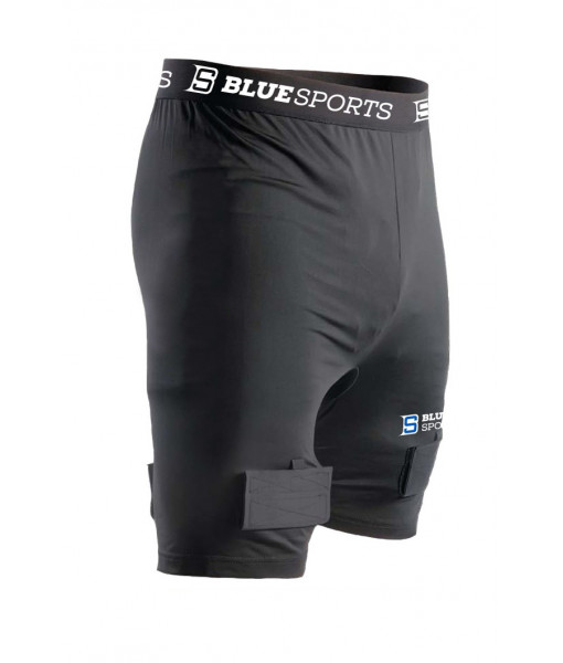 Jock Short Blue Sports Compression Classique Coquille/Velcros Junior, Noir