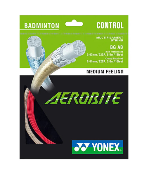 Cordage Badminton Yonex Aerobite, Blanc/Rouge