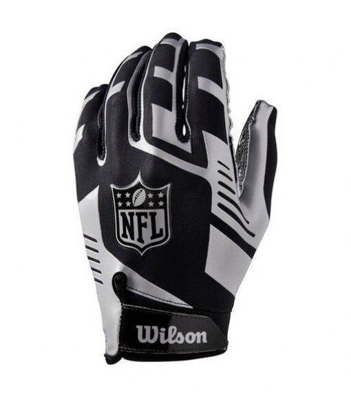Gant de football Wilson NFL Stretch-Fit, Argent/Noir